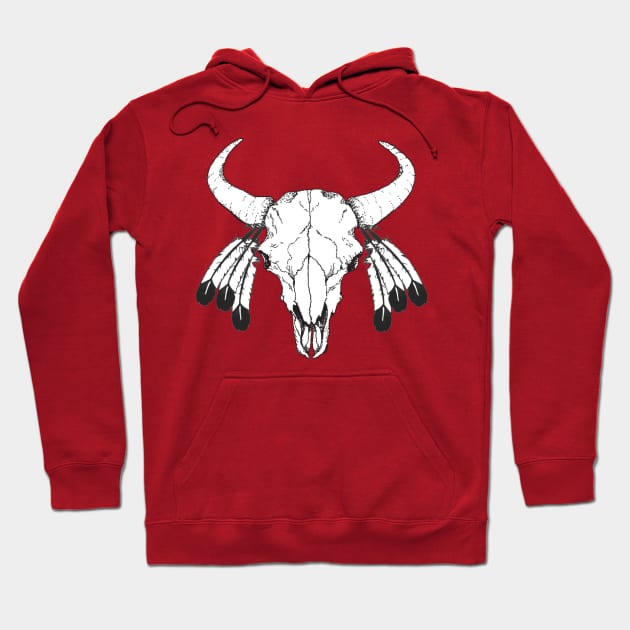 Bison Skull 2 Hoodie by Brightfeather